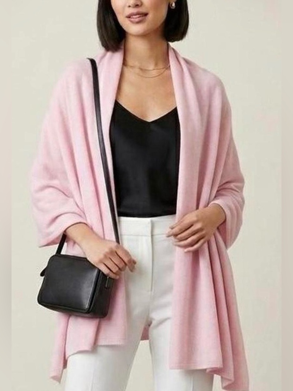Soft Pink Women's Open-Front Shawl Cashmere scarf